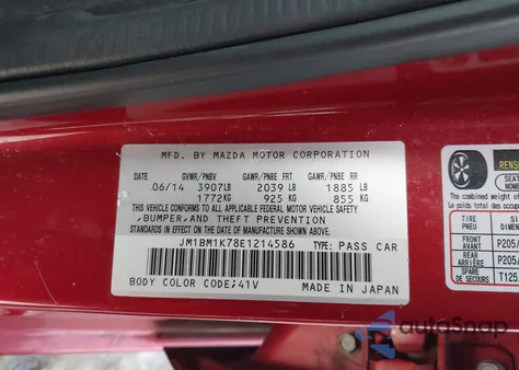 2014 Mazda Mazda3 I Sport from USA, damaged, VIN JM1BM1K78E1214586